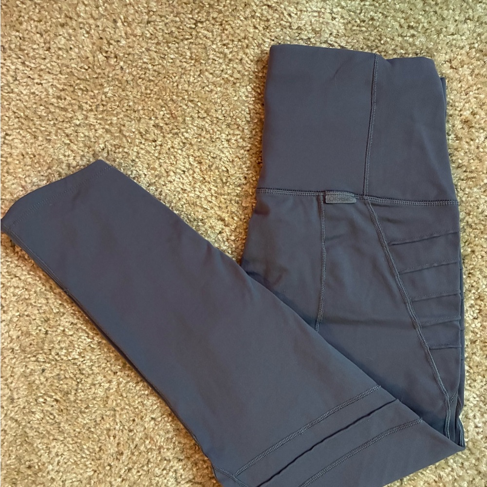 Oiselle Gray High Rise Leggings Crop Pocket Running Athletic Pants Size 4